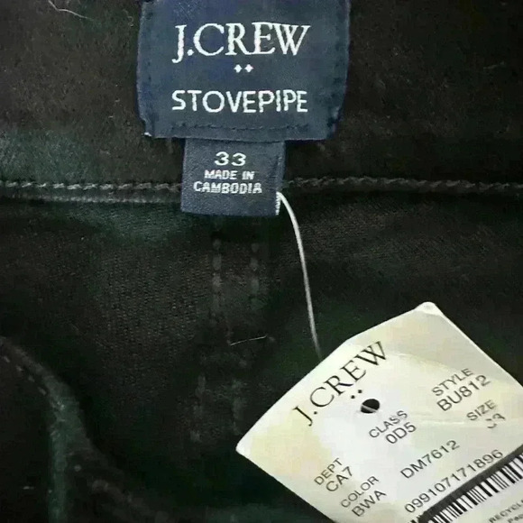 J.Crew Black Stovepipe Straight Jean in Signature Stretch Size 33 Raw Hem - Picture 6 of 9